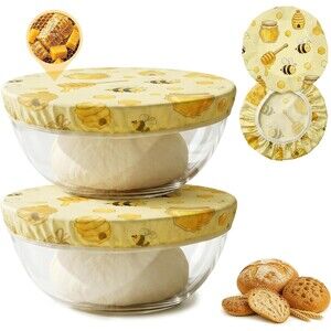 2 Pack Beeswax Bowl Covers Elastic Reusable Bread Dough Sourdough Proofing Lids